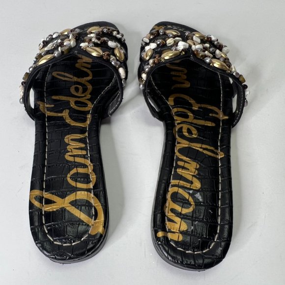 **SOLD**Sam Edelman Shell Embellished Slides Sandals Size 9 - Picture 2 of 6